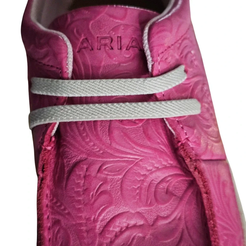 Ariat Hilo Kids Pink Embossed Leather Floral Loafers NEW US 4M